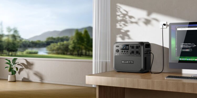 BLUETTI Elite 200 V2 beside a window in a home office