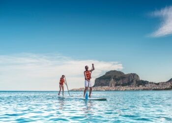 Guests enjoying a water activity off the coast