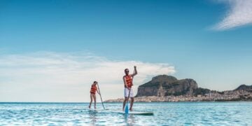 Guests enjoying a water activity off the coast