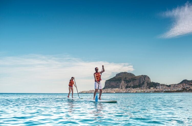 Guests enjoying a water activity off the coast