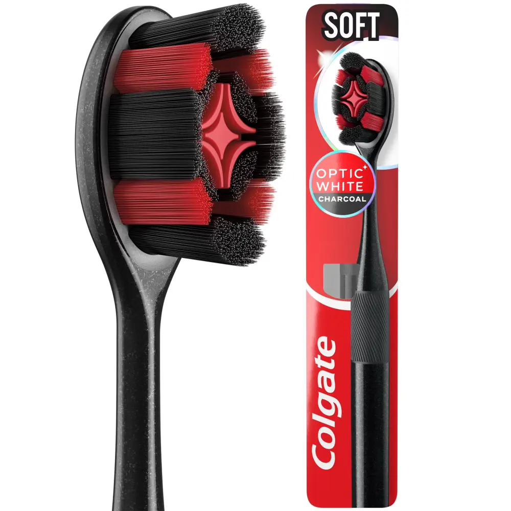 Colgate Optic White charcoal soft manual toothbrush