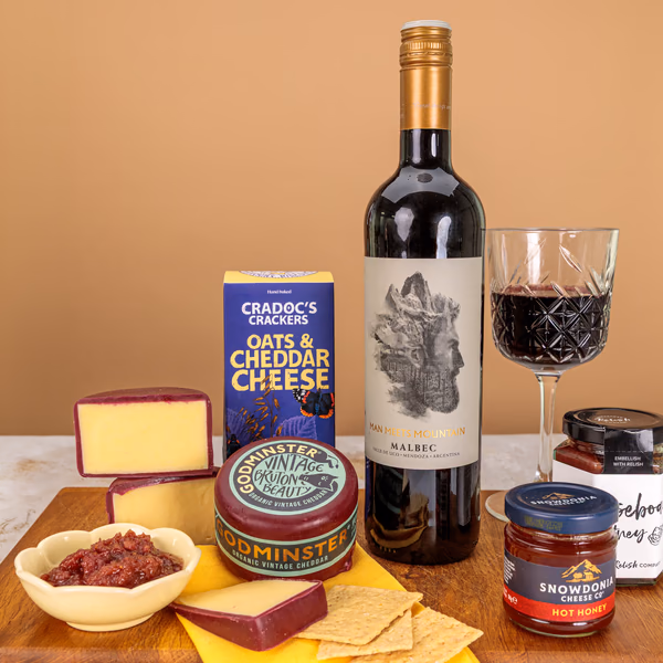 Cheese and wine hamper from the food and drink range