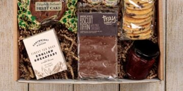 Sharing afternoon tea hamper arranged for a gift