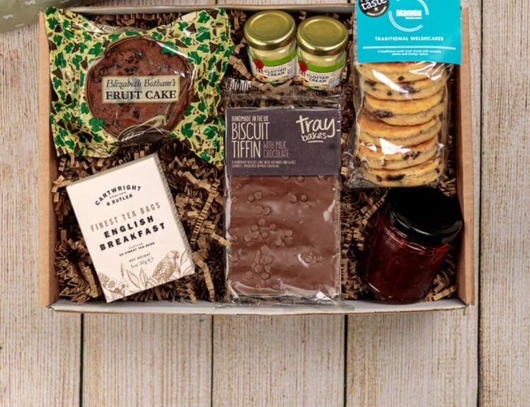 Sharing afternoon tea hamper arranged for a gift