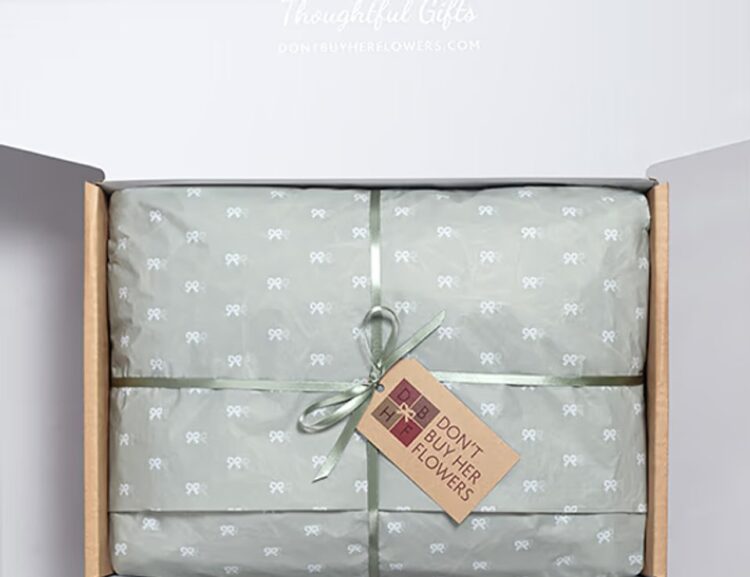 A wrapped gift box from Don't buy her flowers