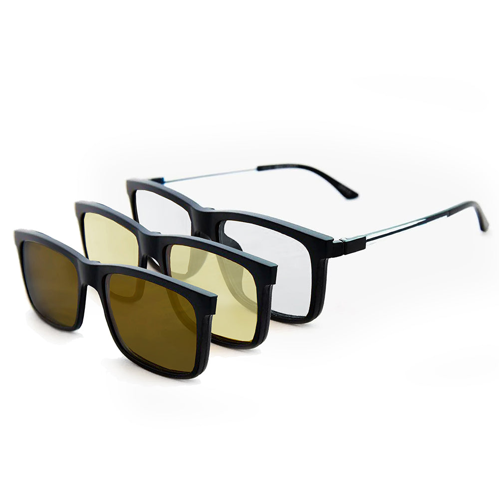 Lentes EagleEyes SuperSight Sistema 3 en 1 sobre fondo claro