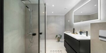 Contemporary bathroom with a glass shower enclosure