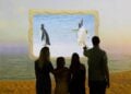 Comedy wildlife projection showing an animal beach habitat at Frameless