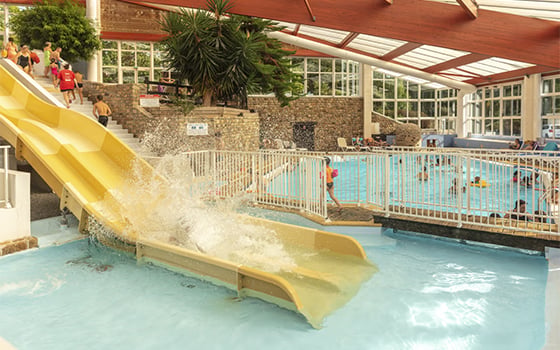 Indoor water slides at a Eurocamp holiday park in France