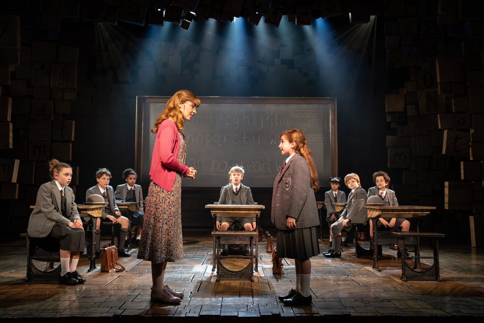 The Matilda company in a stage scene