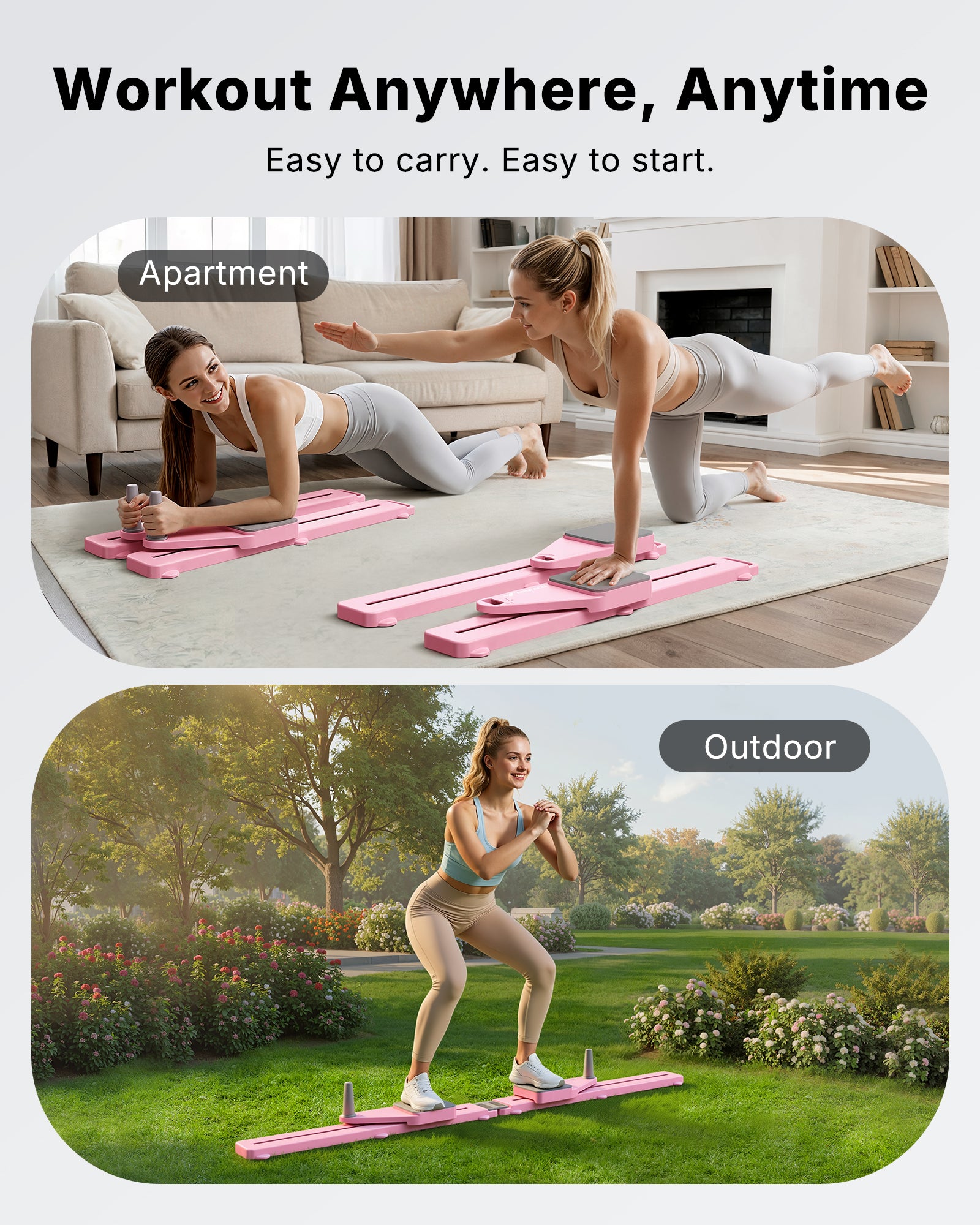 Merach foldable Pilates board and included accessories