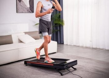 Merach walking pad shown in a home setting