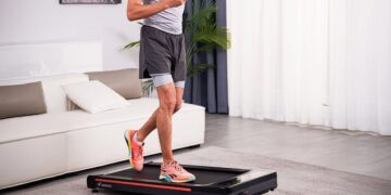Merach walking pad shown in a home setting