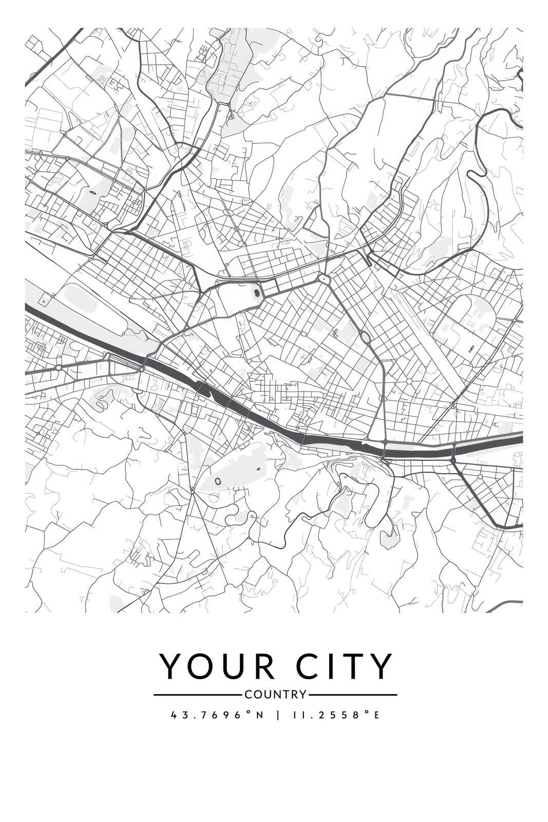 Personalised city map poster from Namly Design