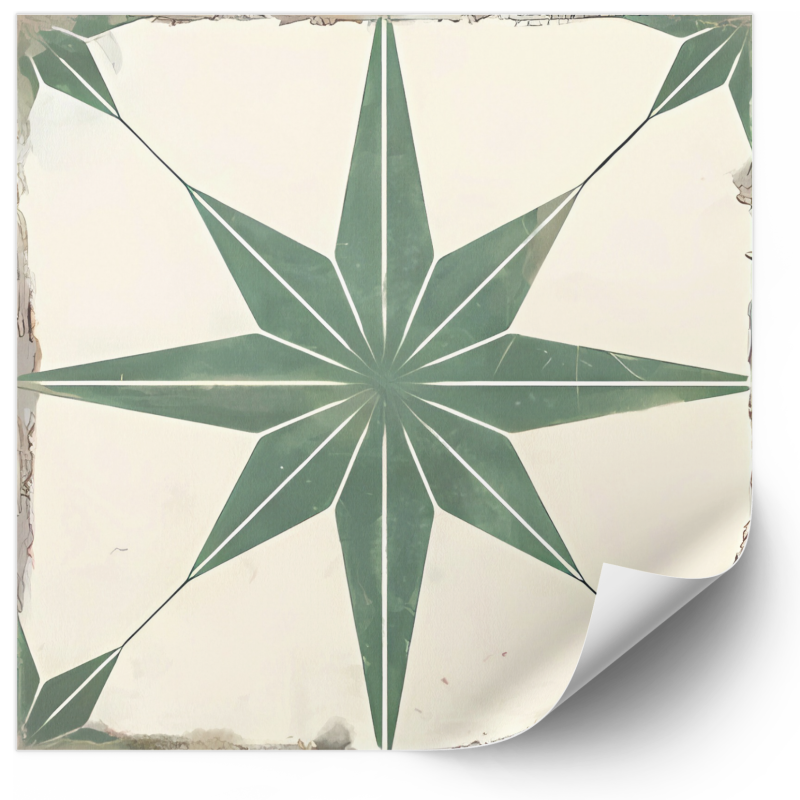 Namly Design dark green star pattern tile stickers