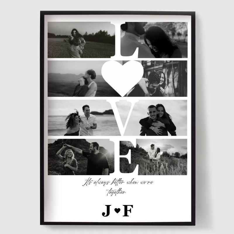 Namly Design black and white LOVE personalised photo collage poster