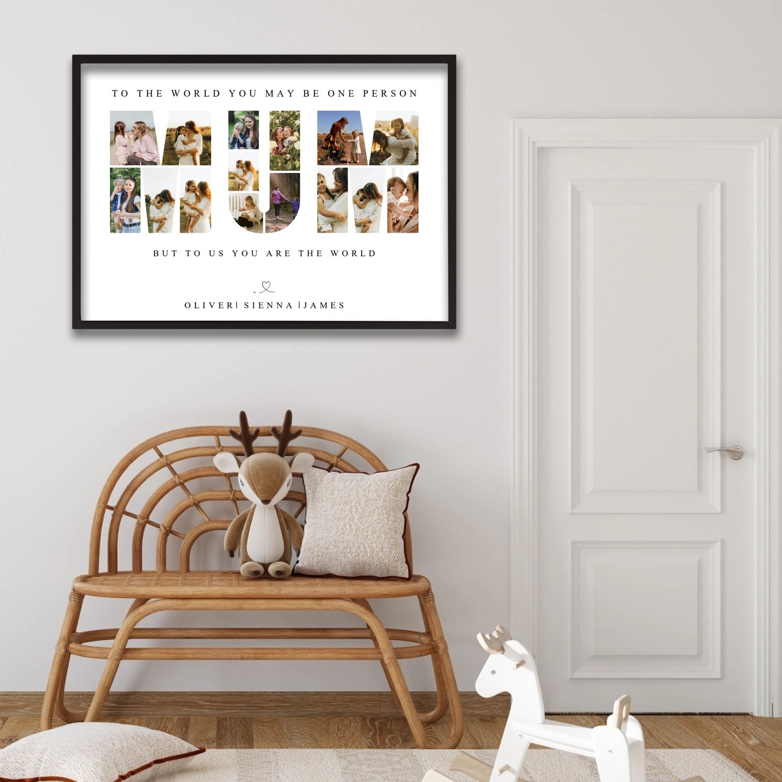 Personalised Mum collage poster with family photos inside the lettering
