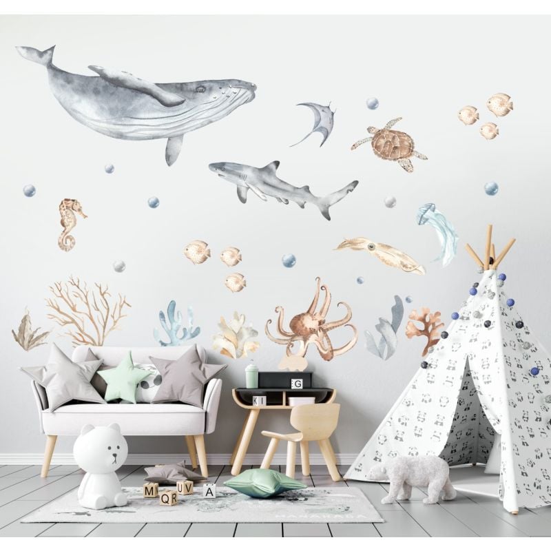 Ocean animals wall sticker design