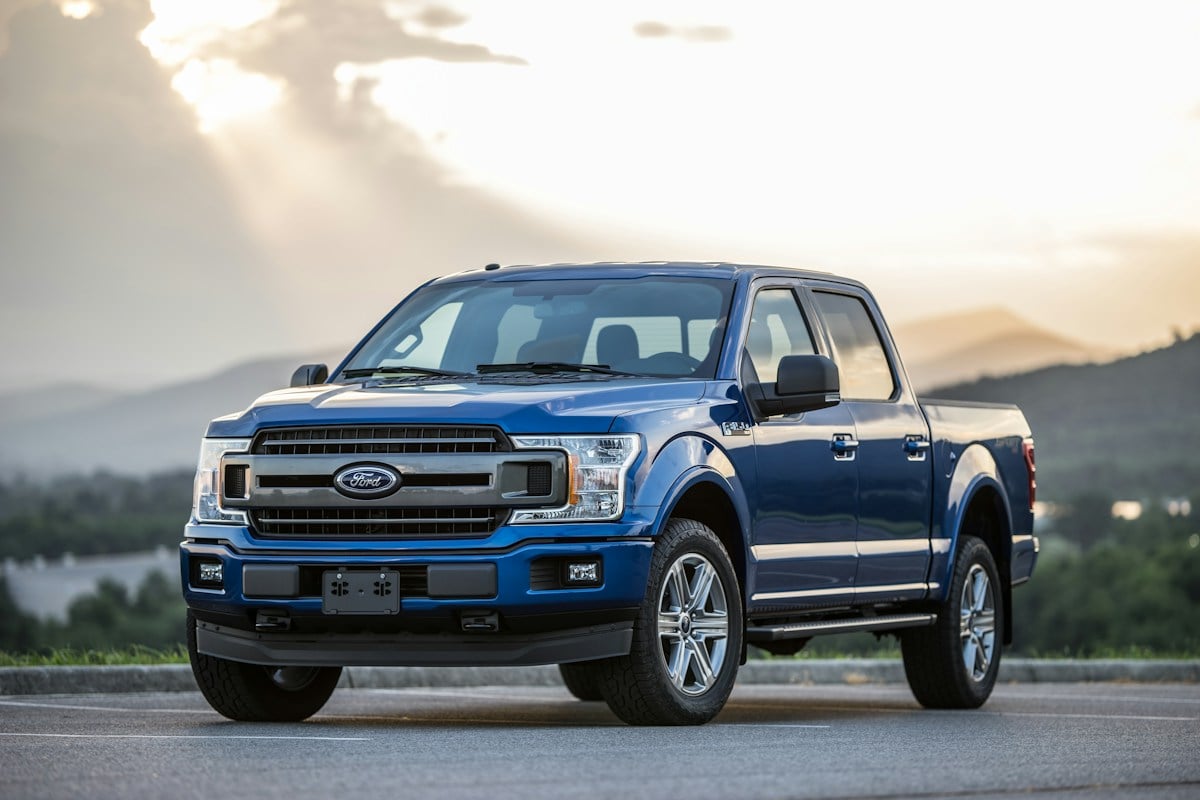 Blue pickup truck parked outdoors