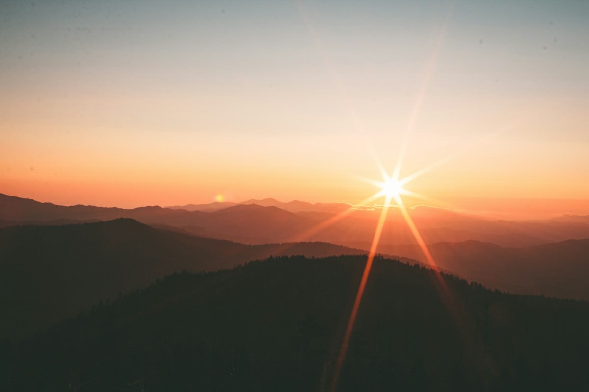 Sunrise over mountain ridges