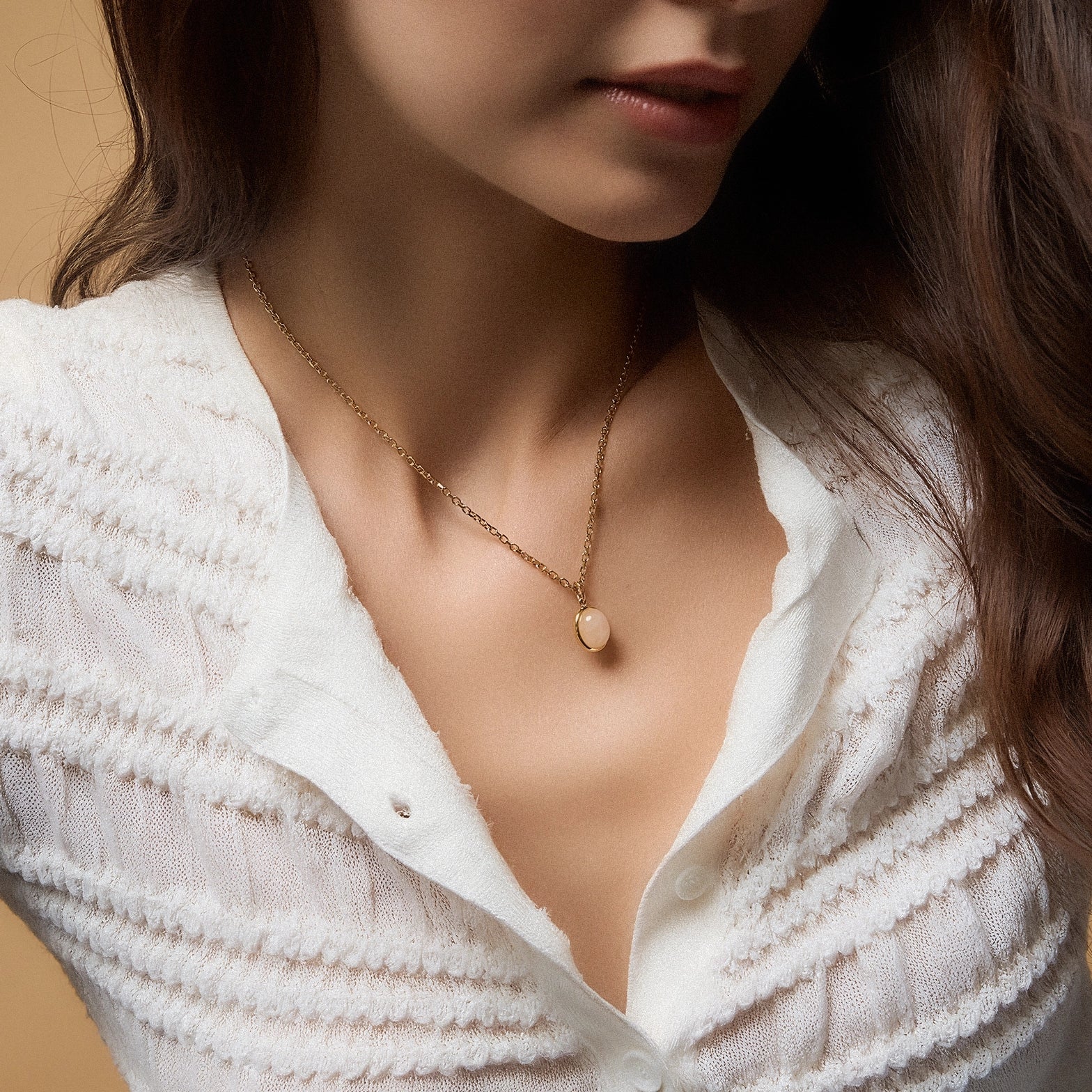 Paul Valentine Jade Engravable Pendant Necklace mit ovalem Jadestein
