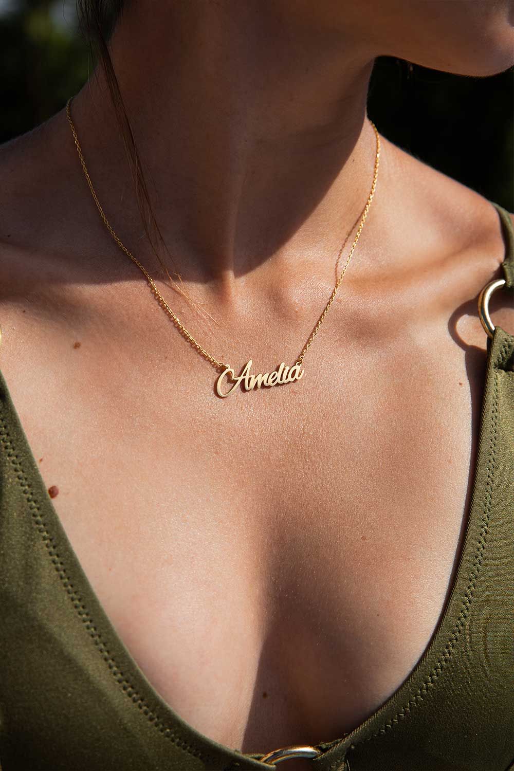 Paul Valentine Name Necklace Script in Gold