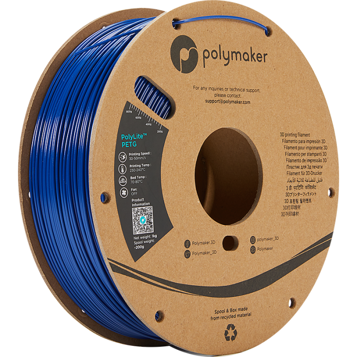 Polymaker PolyLite PETG Blue filament spool