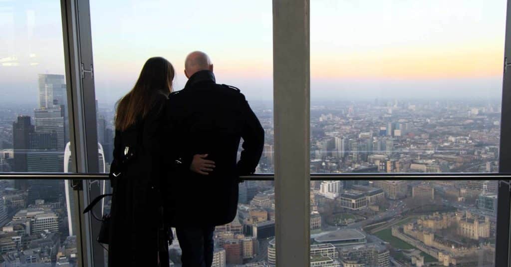 London skyline viewed from the indoor viewing area
