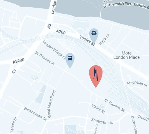 Map showing The Shard location in central London