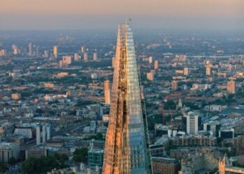 Visitors enjoying a London view from The View from The Shard
