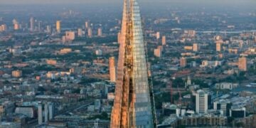 Visitors enjoying a London view from The View from The Shard