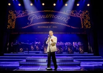 Sinatra the Musical performers in a West End stage scene