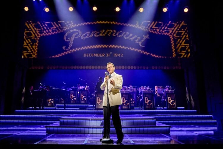 Sinatra the Musical performers in a West End stage scene