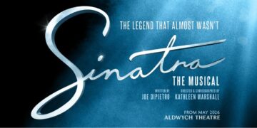 Wide theatrical scene promoting Sinatra the Musical
