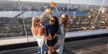 Guests experiencing View Boston from the observation deck.