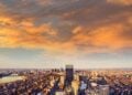 Wide panoramic view across the Boston skyline