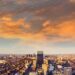 Wide panoramic view across the Boston skyline