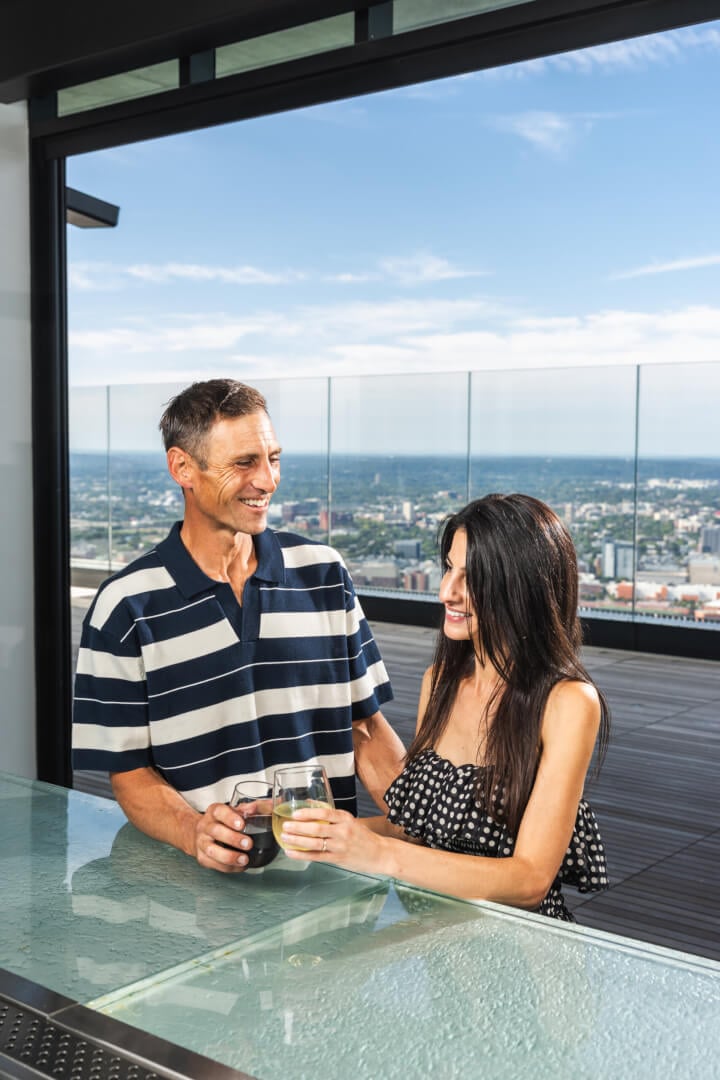 Visitors enjoying the skyline at View Boston