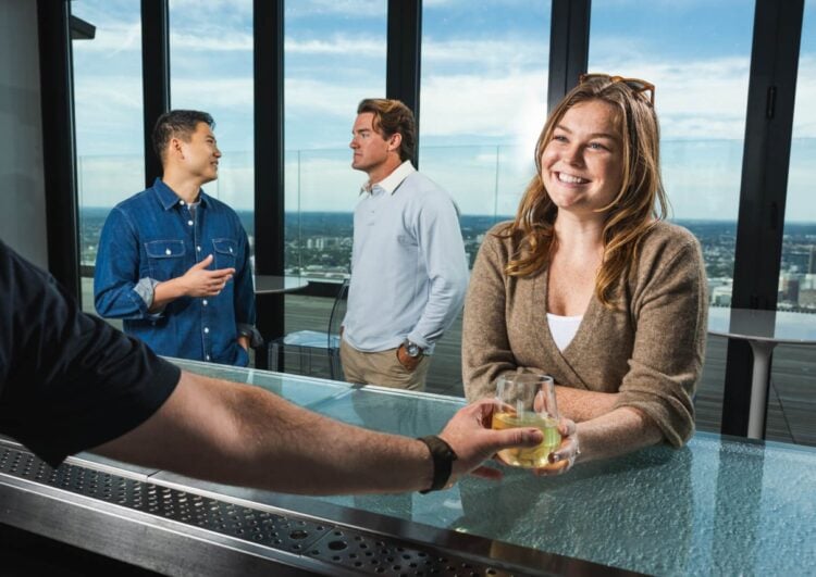 View Boston visitors exploring the observation deck