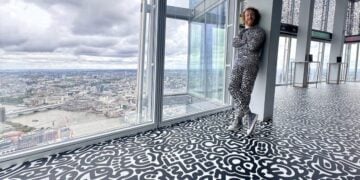 Mr Doodle artwork covering a viewing window at The View from The Shard